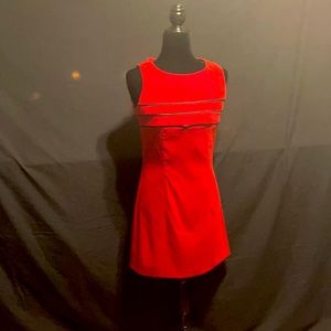 Red suede like fabric work dress or after 5